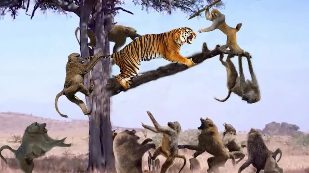 Tiger Cannot Attack Monkey On Trees - Wild